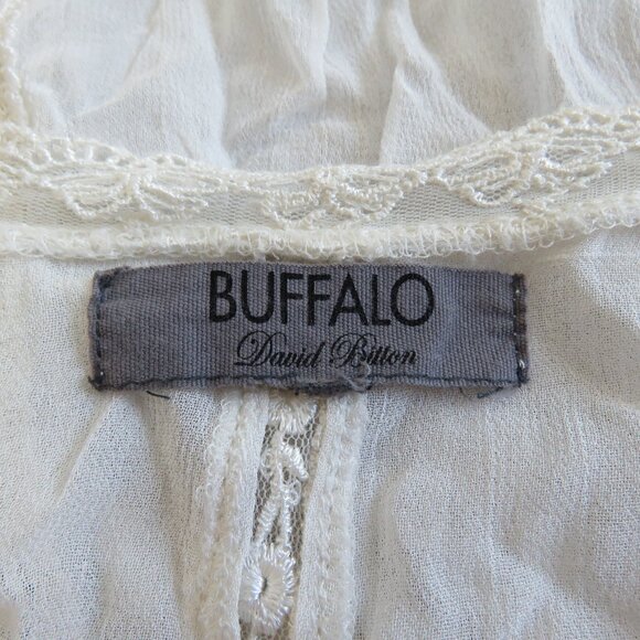 VINTAGE BUFFALO DAVID BITTON Sheer Lace Button Front Top White Y2K Fairy Size M - Picture 15 of 16